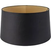 Qazqa Lampenschirm Rond schuin katoen, QAZQA Lampenschirm, Schwarz, Textil, Modern