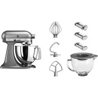 KitchenAid Küchenmaschine 5KSM125ECU, 300 W, 4,8 l Schüssel, mit Gratis Glasschüssel+3 Nudelvorsätzen