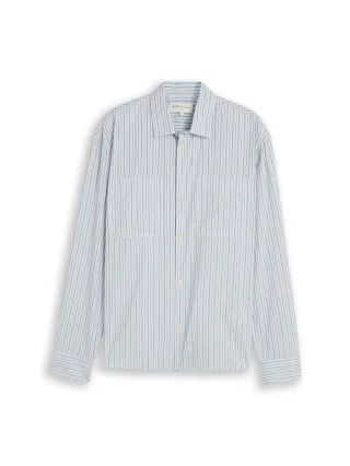 Denim Tom Tailor - Loose Fit Hemd mit Streifen light blue white black stripe - Gr. - M