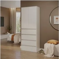 Vicco Kleiderschrank Claus, Weiß, 74 x 191.5 cm mit 4 Schubladen (1-St)