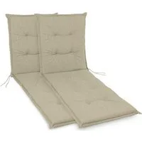 sunnypillow Liegenauflage Polsterauflagen für Gartenliege 190 x 60 x 9cm, 2 Stück Cremefarben UV-Lichtecht