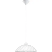 EGLO Hängeleuchte Vetro Pendellampe, satiniertes Glas mit geschwungenen Dekor, E27, ohne Leuchtmittel, Hängeleuchte - H110 x Ø35 cm - weiß - 1X60W exkl.