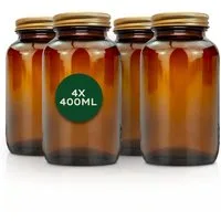 Nature Basics Vorratsglas Vorratsdosen Glas Set - 4 x 400 ml - Braunglas mit Gewinde, (4x 400 ml)