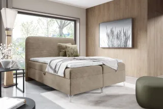 Boxspringbett Schlafzimmerbett EMILIO 200x200cm in Stoff Poso Beige