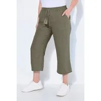 Ulla Popken Funktionshose 7/8-Leinenhose elastischer Bund natürlich kühl