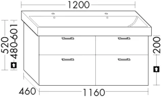 Burgbad Waschtischunterschrank zu Keramik System 30 Preisgruppe 1 Aqua 520x1160x460 Nussbaum Dekor WYJS116F6313