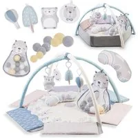 MoMi Spielmatte PASTEL 2-in-1 Baby Spielmatte mit Bällebad & Sensorikspielzeug Pastell