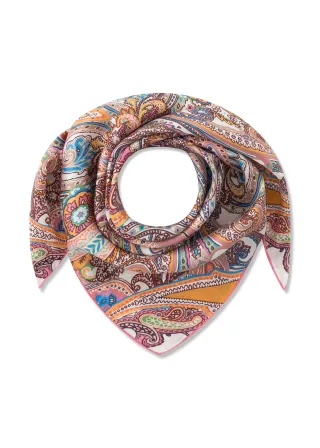 Premium Tuch aus reiner Seide mit Paisleymuster pink - Gr. - one size