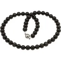 Bella Carina Perlenkette Kette mit 8 mm Onyx Edelstein Perlen, Magnetverschluss