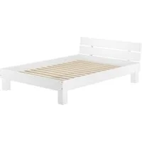 ERST-HOLZ Bettgestell Futonbett Doppelbett Ehebett Buche Überlang Weiß 160 x 220 cm, Buche waschweiß