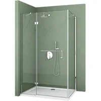Mai & Mai Eckdusche Eckduschkabine rahmenlos mit Drehtür ESG-Glas Nano-Beschichtung Rav04, BxT: 100x70 cm, Einscheibensicherheitsglas, 6mm ESG-Sicherheitsglas,Magnetverschluss,Ebenerdig montierbar