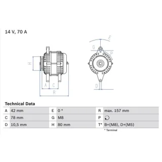 Bosch Lichtmaschine Ford Maverick Nissan Terrano 2,7 0986040850