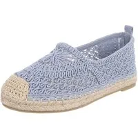 Ital-Design Damen Espadrille Slipper mit Flechtdetail Slipper (91971214) Blockabsatz Mokassins in Hellblau
