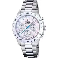 Festina Chronograph Ceramic F20693/1, Quarzuhr, Armbanduhr, Damen, Herren, Edelstahlarmband, Keramiklünette