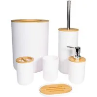 Intirilife Badaccessoire-Set, Set, 6 tlg., Zahnbürstenbecher Seifenschale Seifenspender Toilettenbürste Mülleimer