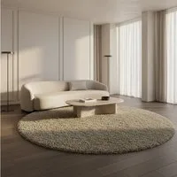 KADIMA DESIGN Teppich SPREE Shaggy Langflor Wohnzimmer Schlafzimmer Waschbar Einfarbig, Rund, Höhe: 32 mm, Natur, 80x80 cm, Wohnzimmerteppich Strapazierfähig Waschbar
