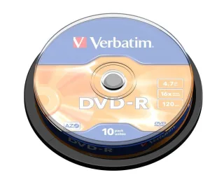 Verbatim 10 x DVD-R | 43523 | 4.7 GB 16x - mattsilber