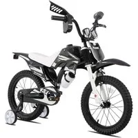 JOYSTAR Kinderfahrrad 12/16 Zoll fahrrad im Motorradstil für 3-8 Jahren Jungen und Mädchen, mit Stützrädern, Getränkehalter und Schutzblechen