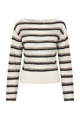 samsøe & samsøe - Gestreifter Pullover - SAPOPPIE beige - Gr. - XS