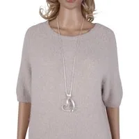 MIRROSI Lange Kette Damen Halskette mit elegantem Anhänger aus Metall ca.90cm lang (perfekt für Pullover, Bluse, Shirt)