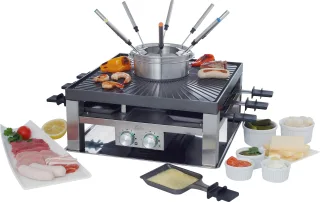 SOLIS OF SWITZERLAND Tischgrill "COMBI-GRILL 3 IN 1, Fondue, Raclette, Grill" 2000 W