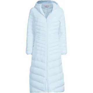 Ultraleichter Maxi-Daunenmantel mit Kapuze WANDERWEIGHT für Damen in Plus-Größe, Damen, size: plus, Beige, Nylon/Daunen, by Lands' End