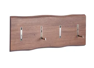 Garderobe DOLA 60x24x2,2 cm inkl. 4 Haken Baumkante Eiche massiv braun