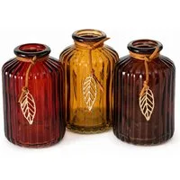 BOLTZE Dekovase Blumenvase 3er Set in Brauntönen Tischdekoration Florales Design