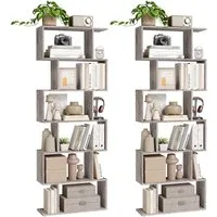 VASAGLE Bücherregal, 2-tlg., Standregal, Büroregal, 6 Fächer, Holzwerkstoff, 70x190,5x24cm (BxHxT)