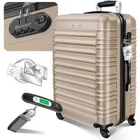 KESSER Hartschalen-Trolley Reisekoffer 84L Koffer Inkl. Kofferwaage + Gepäckanhänger, 4 Rollen, Rollkoffer ABS-Hartschale mit 4 Rollen, Zahlenschloss & Teleskopgriff