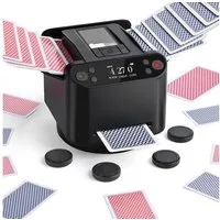 TWUFY Spiel Kartenmischmaschine mit Austeilen, 360° Drehung für 1–2 Decks, Familienspiel, Gesellschaftsspiel, mit 4 Fernbedienungen,Für 2–12 Spieler,Leise für Poker