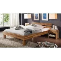Massivart® Massivholzbett BORNATO / Wildeiche geölt / natürlich stilvoll / markante Maserung, Standbeine Wildeiche geölt / rustikale Optik