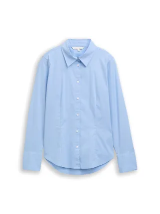 Tom Tailor - Fitted Popeline Hemdbluse light fjord blue - Gr. - 42