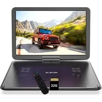 Boifun 17,5 Zoll tragbarer DVD-Player mit 15,6 Zoll HD-Drehbildschirm Portabler DVD-Player (6 Stunden Wiederaufladbare Batterie, Unterstützung für USB/TF-Karte/AV-Übertragung, Sync TV/Projektor Bildschirm, für USB/SD-Karte/AV-Übertragung, Sync TV/Pro