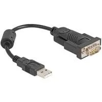 USB 2.0 Adapter, USB-A Stecker > Seriell RS-232 Stecker schwarz, 25cm Kabel
