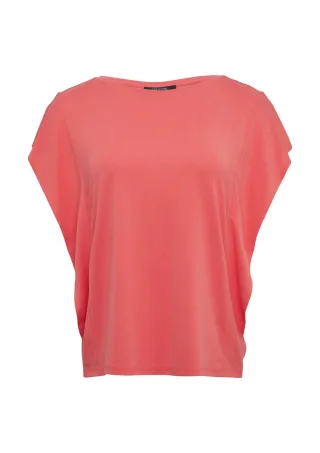 comma - Jersey-Shirt mit Volantärmeln pink - Gr. - 34