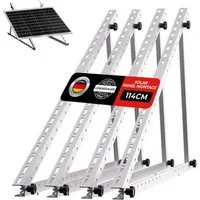 Rhein Beleuchtung Solarmodul-Halterung 4x Solarpanel Halterung & Balkonkraftwerk Halterung 114cm, (bis 45 Zoll, Set, 4-tlg., Für 100-800W Module bis 115cm - Für Dach, Wand, Balkon, Solarmodul Halterung 0-90° verstellbar, Alu, Ohne Bohren)