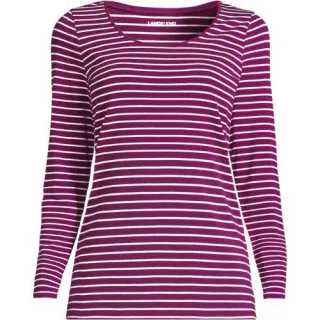 Baumwolle/Modal-Shirt mit Ballett-Ausschnitt für Damen, Damen, size: regular, Rot, Baumwolle Modal, by Lands' End