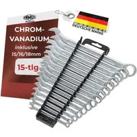 FAMEX Gabel- und Ringschlüssel 10355-15 Ringmaulschlüssel Satz (Gabelringschlüssel Set, 15 St), aus CV-Stahl