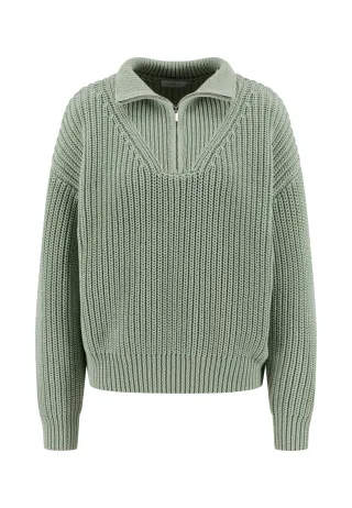 FYNCH-HATTON - PULLOVER TROYER COTTON MIX RIB sage green - Gr. - M