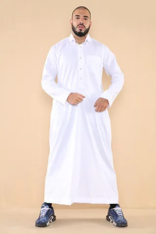 Herren Weiß Thobe Jubba Saudi Ramadan Eid Islamischer Kaftan Kaudara Arabisch Jubbah