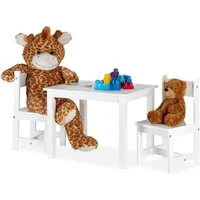 relaxdays Kindersitzgruppe weiß mit 2 Stühle