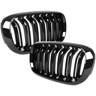 Kühlergrill Sportgrill mit DOPPELSTEG in Schwarz Glanz Sport Ausführung für BMW X5 F15 13-18 / X6 F16 14-19
