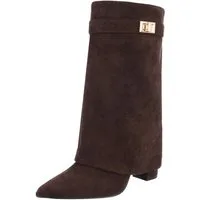 Ital-Design Modische Stiefeletten mit hohem Schaft für Damen High-Heel-Stiefel (90169637) Blockabsatz Stiefel in Braun