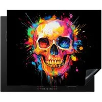 MuchoWow Herd-Abdeckplatte Totenkopf - Graffiti - Totenkopf - Bunt, Vinyl, (1 tlg), Herdabdeckplatten für Ceranfeld, Induktionsschutz, 65x55 cm