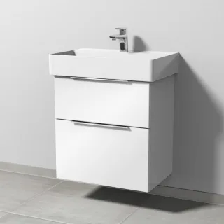 Sanipa 3way Waschtischunterbau zu Duravit Dura Square Waschtisch mit 2 Auszügen, Weiß-Glanz UF42378