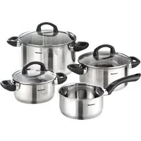 Karcher Topf-Set Mia 4-teilig, Edelstahl (4-tlg), inkl. 3 Glasdeckel, Kochtopfset Induktion