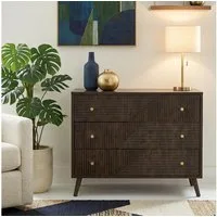 IDIMEX Kommode LIVIA, Schubladenschrank mit 3 Schubladen und Lamellenfront Dunkelbraun