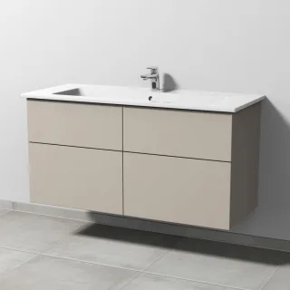 Sanipa 3way Keramik-Set Venticello Keramik-Waschtisch und Unterbau mit 4 Auszügen, Kaschmir-Matt SP3271U