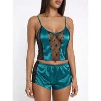 Elegant Love Shorty Satin Nachtwäsche-Set – Pyjama-Set, Schlafanzug (Set, 2 tlg., Camisole-Top + Shorts) Sinnliche Homewear